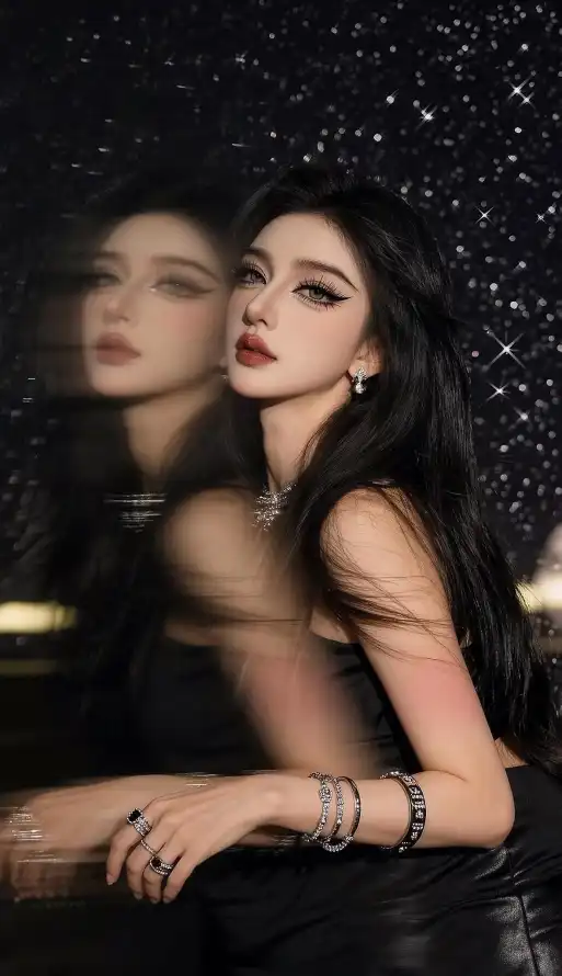 4k夜晚壁纸 - 美女 - 长发 - 首饰「哲风壁纸」