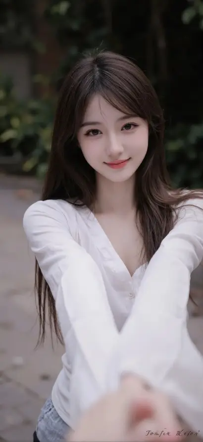 4k微笑壁纸 - 户外 - 美女 - 长发「哲风壁纸」