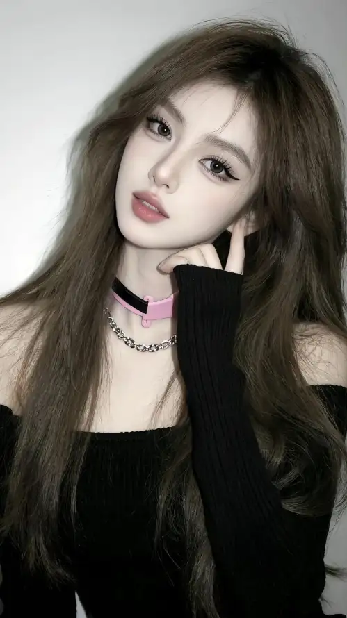 4k美女壁纸 - 长发 - 露肩 - 项圈「哲风壁纸」