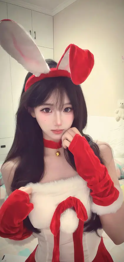 4k可爱壁纸 - 红衣 - 美女 - 铃铛「哲风壁纸」