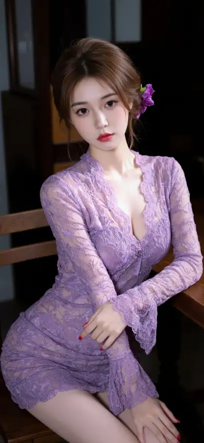 4k优雅壁纸 - 坐姿 - 室内 - 紫色「哲风壁纸」