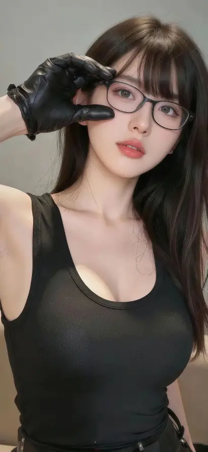 4k深景壁纸 - 眼镜 - 红唇 - 长发「哲风壁纸」