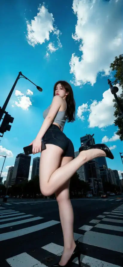 4k姿势壁纸 - 时尚 - 白云 - 短裤「哲风壁纸」