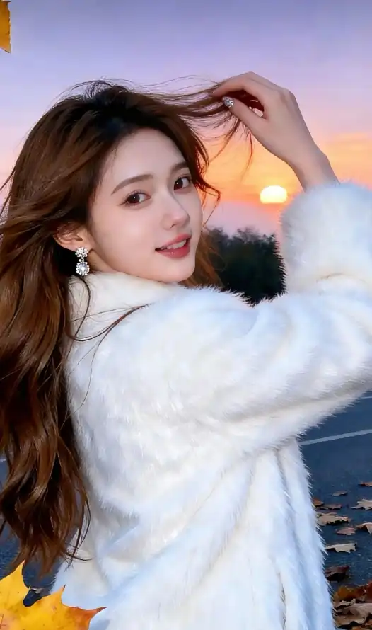 4k日落壁纸 - 秋景 - 美女 - 耳环「哲风壁纸」