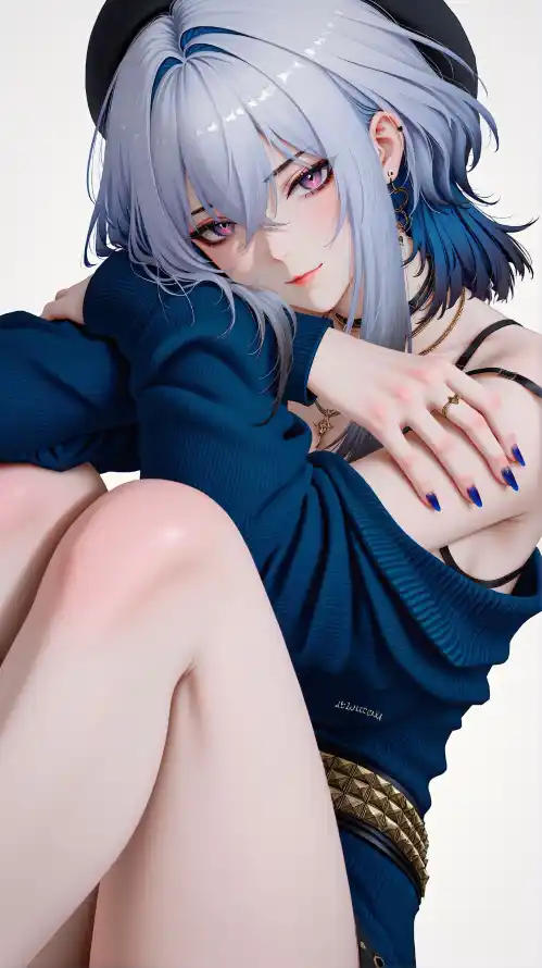 4k坐姿壁纸 - 壁纸 - 短发 - 美甲「哲风壁纸」