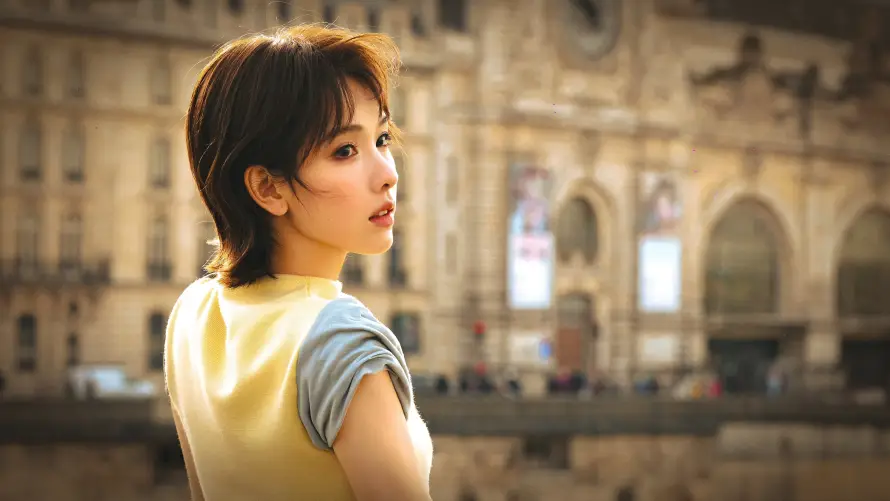 4k侧身壁纸 - 户外 - 短发 - 女演员「哲风壁纸」