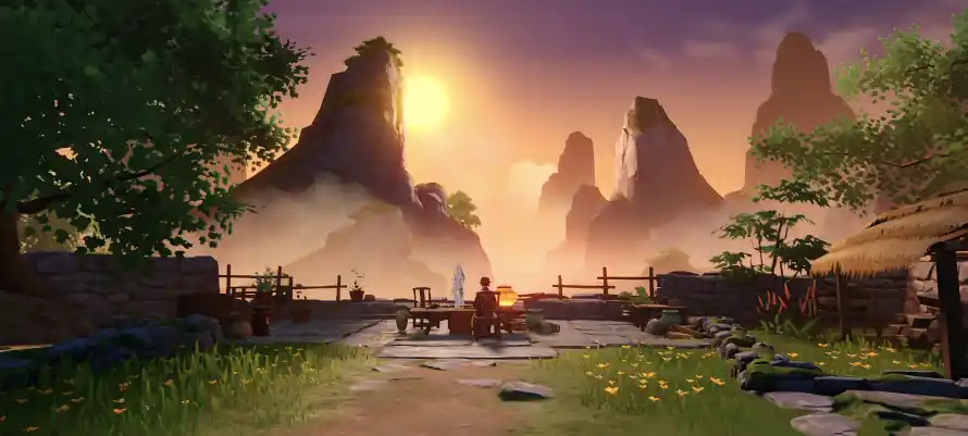 6k原神壁纸-石板路与夕阳-原神场景壁纸推荐「哲风壁纸」