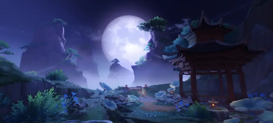 4k亭子壁纸 - 原神 - 夜晚 - 夜空「哲风壁纸」