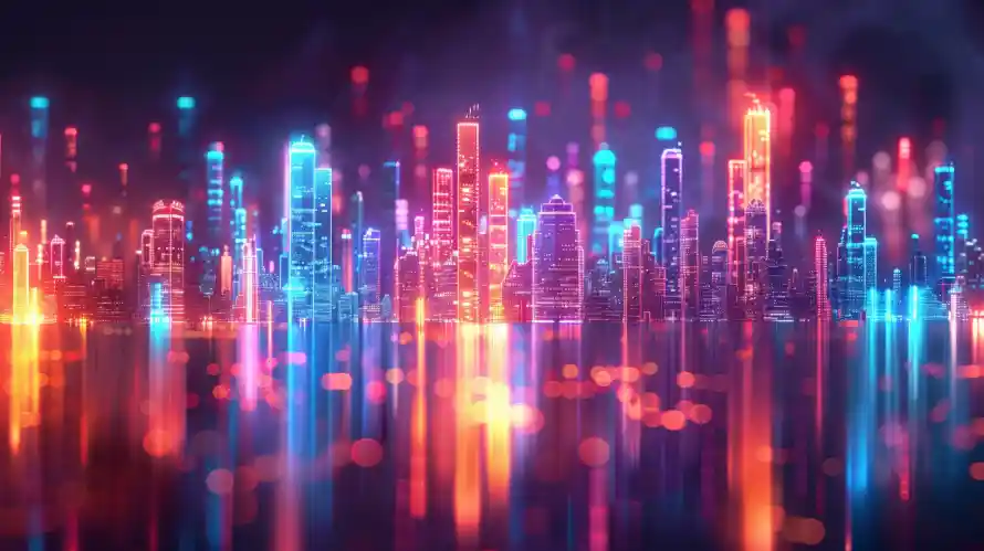 6k倒影壁纸-科技感 - 光影-未来城市热门的壁纸「哲风壁纸」