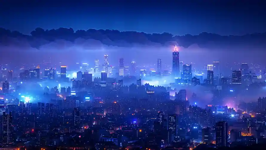 4k城市壁纸-建筑群和夜晚-赛博朋克热门的壁纸「哲风壁纸」