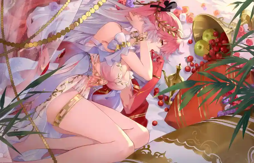 4k侧卧壁纸 - 古风 - 水果 - 竹叶「哲风壁纸」