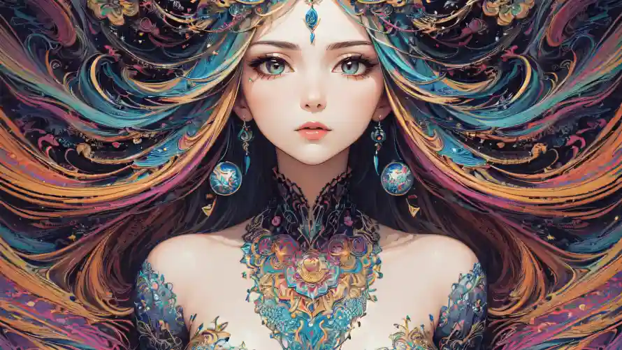 4k写风壁纸-蓝眼睛壁纸和彩绘-宝石耳饰免费下载「哲风壁纸」