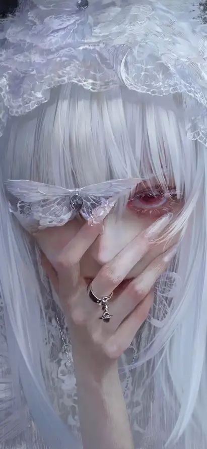 4k戒指壁纸 - 红瞳 - 蕾丝 - 长发「哲风壁纸」