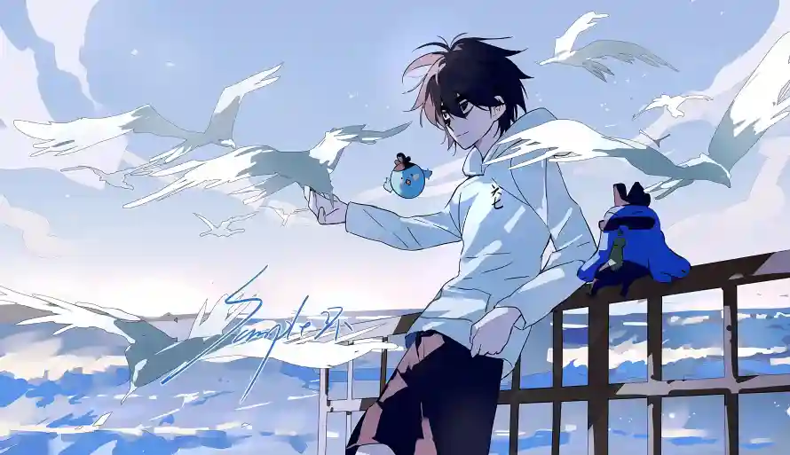 4k黑发壁纸 - 海鸥 - 海边 - 蓝天「哲风壁纸」