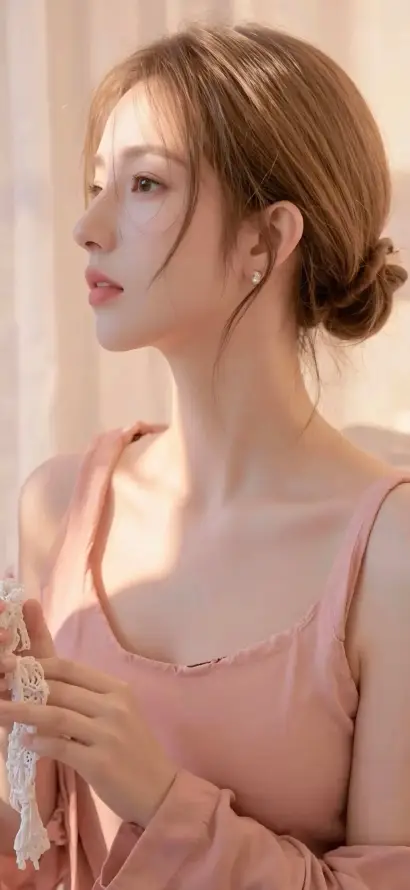 4k侧脸壁纸 - 少女 - 居家 - 暖光「哲风壁纸」