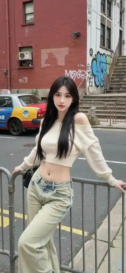 4k栏杆壁纸 - 涂鸦 - 美女 - 街拍「哲风壁纸」