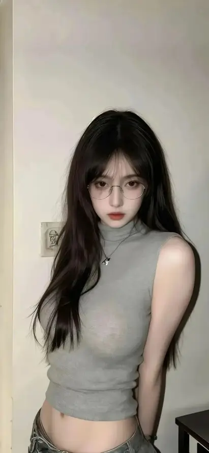 4k卷发壁纸 - 室内 - 眼镜 - 红唇「哲风壁纸」