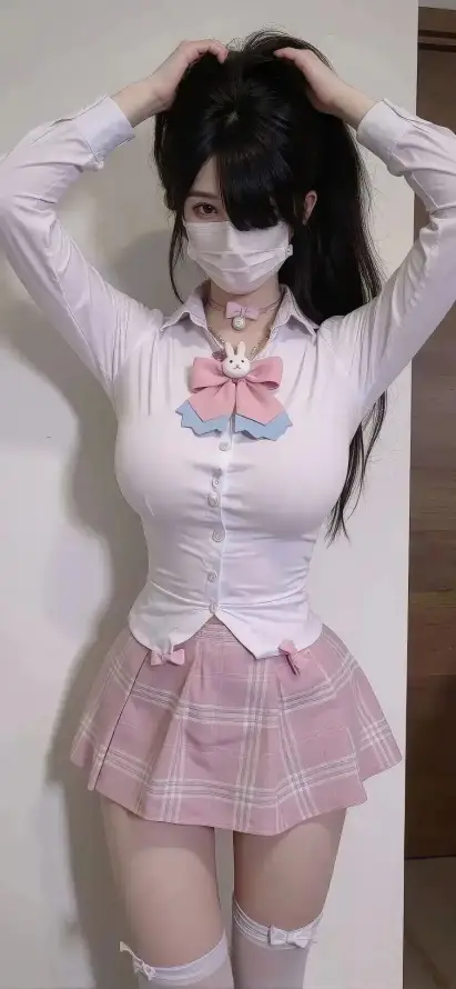 4k口罩壁纸 - 室内 - 甜妹 - 白墙「哲风壁纸」