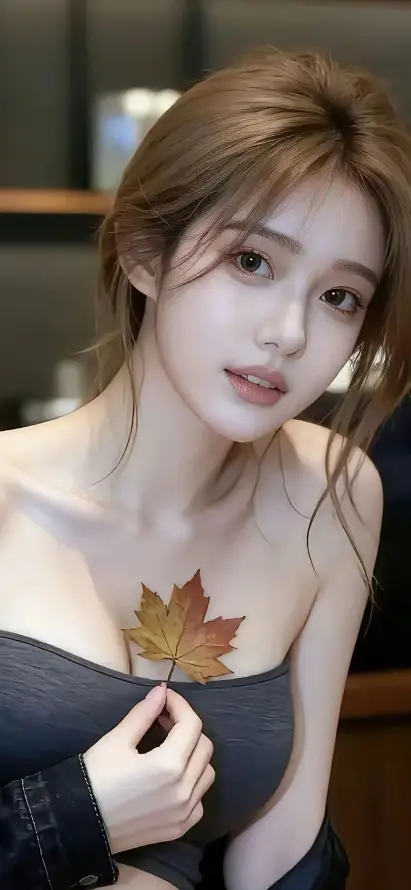 4k室内壁纸 - 抹胸 - 枫叶 - 棕发「哲风壁纸」