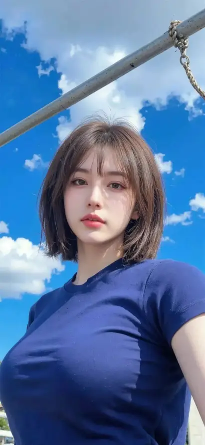 4k户外壁纸 - 甜妹 - 白云 - 美女「哲风壁纸」