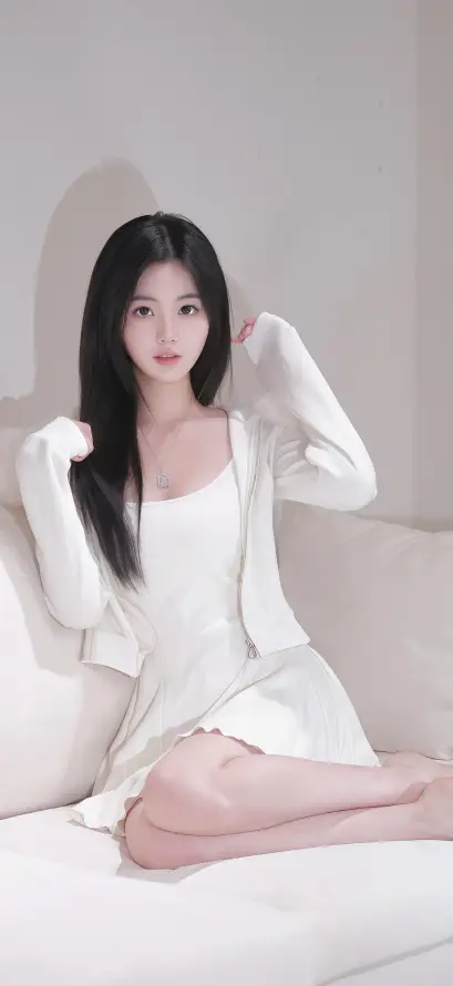 4k冷白壁纸 - 少女 - 居家 - 开衫「哲风壁纸」