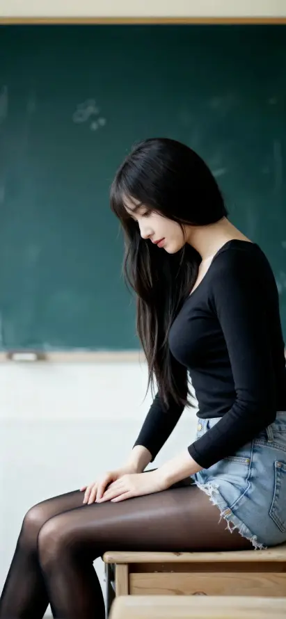4k性感壁纸 - 教室 - 美女 - 课桌「哲风壁纸」