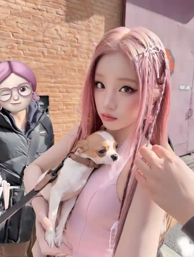 4k甜妹壁纸 - 砖墙 - 粉发 - 编发「哲风壁纸」