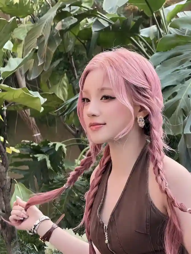 4k户外壁纸 - 手链 - 甜酷 - 粉发「哲风壁纸」