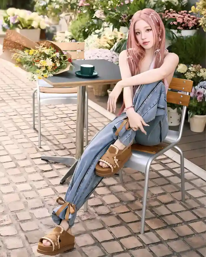 4k吊带壁纸 - 甜酷 - 粉发 - 花卉「哲风壁纸」