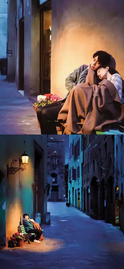 4k依偎壁纸 - 夜晚 - 小巷 - 情侣「哲风壁纸」