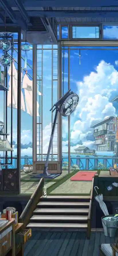 4k台阶壁纸 - 大海 - 房屋 - 日式「哲风壁纸」