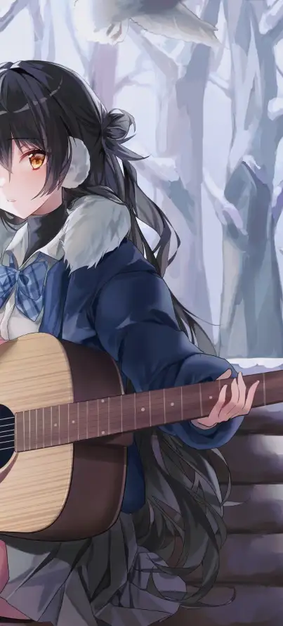 4k冬日壁纸 - 冬装 - 吉他 - 手机「哲风壁纸」