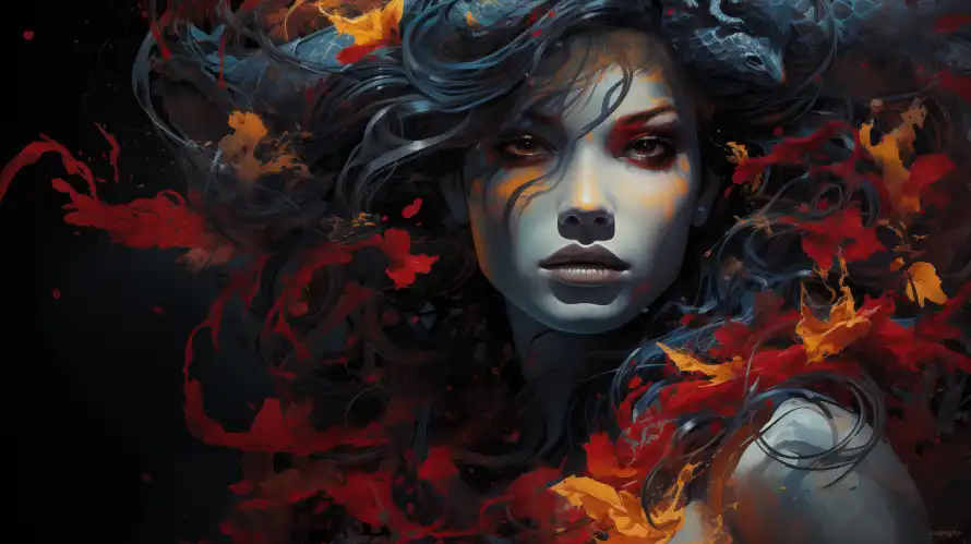 4k人像壁纸 - 卷发 - 女性 - 手绘「哲风壁纸」