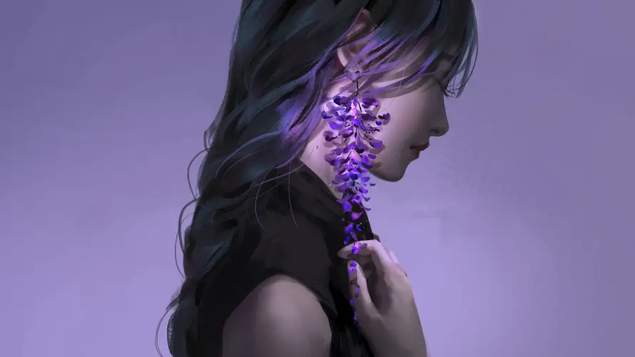 4k人像壁纸 - 侧颜 - 少女 - 手绘「哲风壁纸」