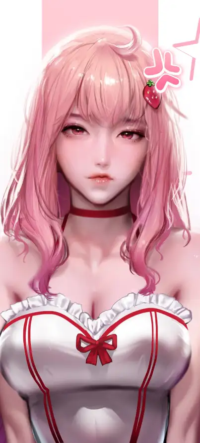 4k人像壁纸 - 手绘 - 抹胸 - 粉发「哲风壁纸」