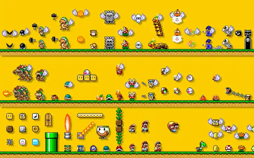 4k耀西壁纸 - 金币 - 任天堂 - 像素风「哲风壁纸」