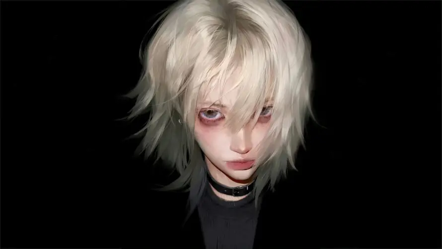 2k丧系壁纸-厌世脸和紫瞳-choker「哲风壁纸」