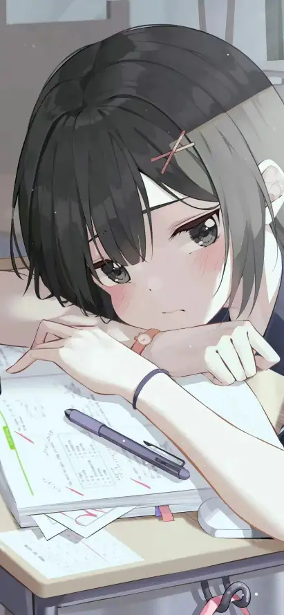 4k发夹壁纸 - 笔 - 学生 - 慵懒「哲风壁纸」