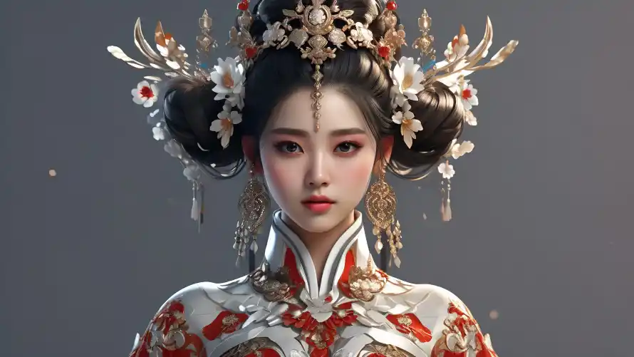 3k发冠壁纸-秀禾服和国风-AI古风壁纸推荐「哲风壁纸」