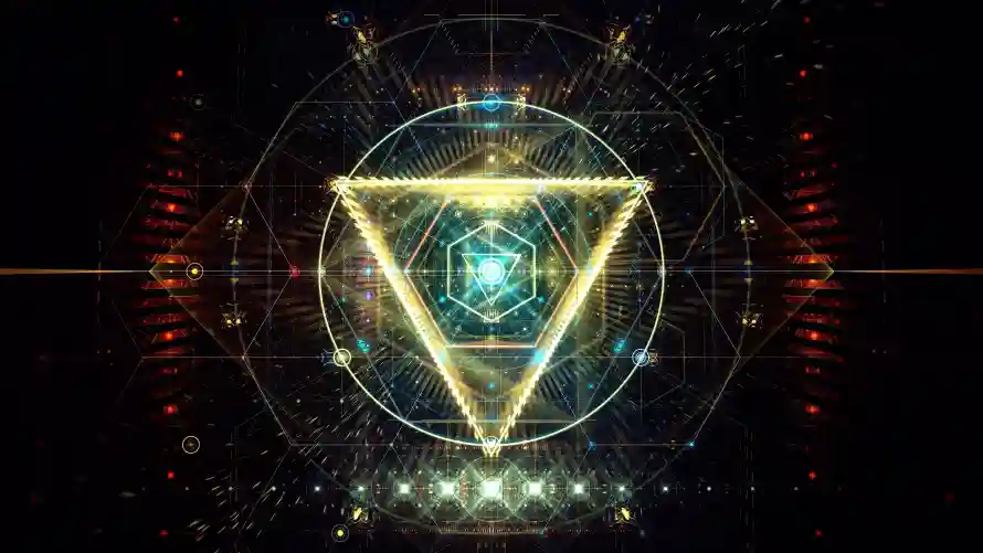 4k光晕壁纸-三角形与六边形-几何体壁纸推荐「哲风壁纸」