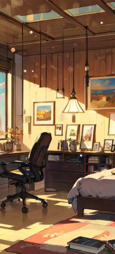 4k书桌壁纸 - 床 - 午后 - 吊灯「哲风壁纸」