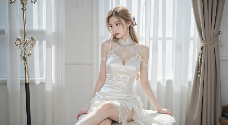 4k室内壁纸 - 清冷 - 窗帘 - 美女「哲风壁纸」