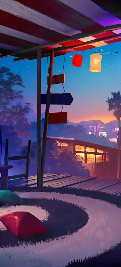 4k室内壁纸 - 插画 - 暖光 - 椰树「哲风壁纸」