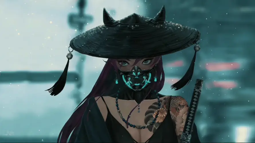 4k4K壁纸 - 冷调 - 国风 - 斗笠「哲风壁纸」