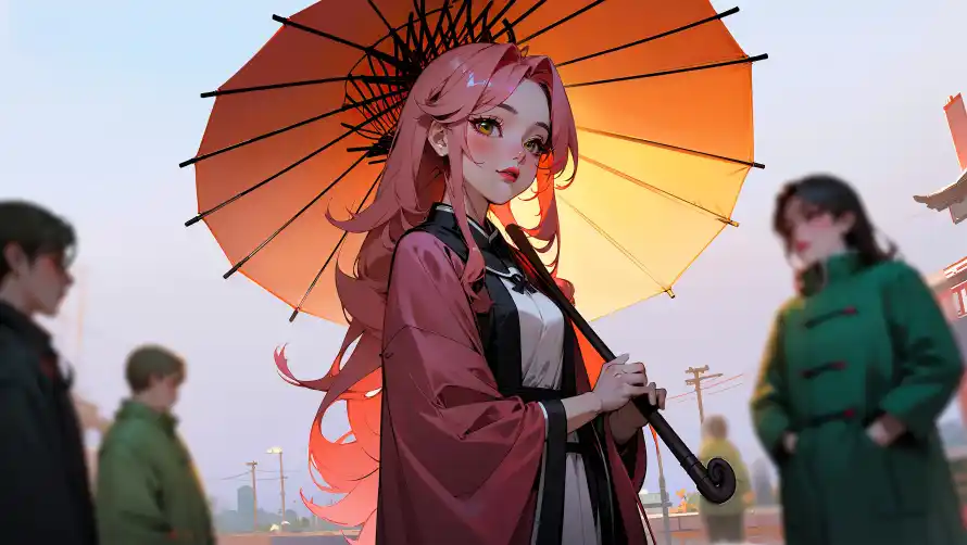 4k4K壁纸-古建筑 - 傍晚-粉发少女热门的壁纸「哲风壁纸」