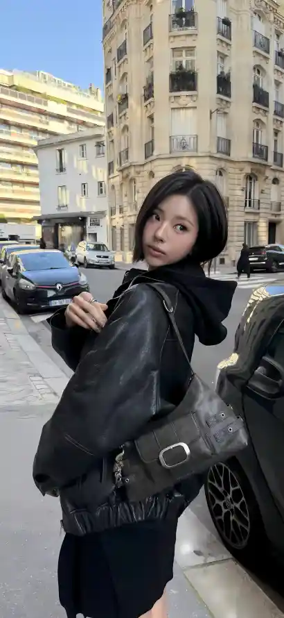 4k晴天壁纸 - 皮衣 - 短发 - 街拍「哲风壁纸」