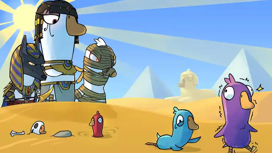 4k卡通壁纸 - 埃及 - 太阳 - 小鸟「哲风壁纸」