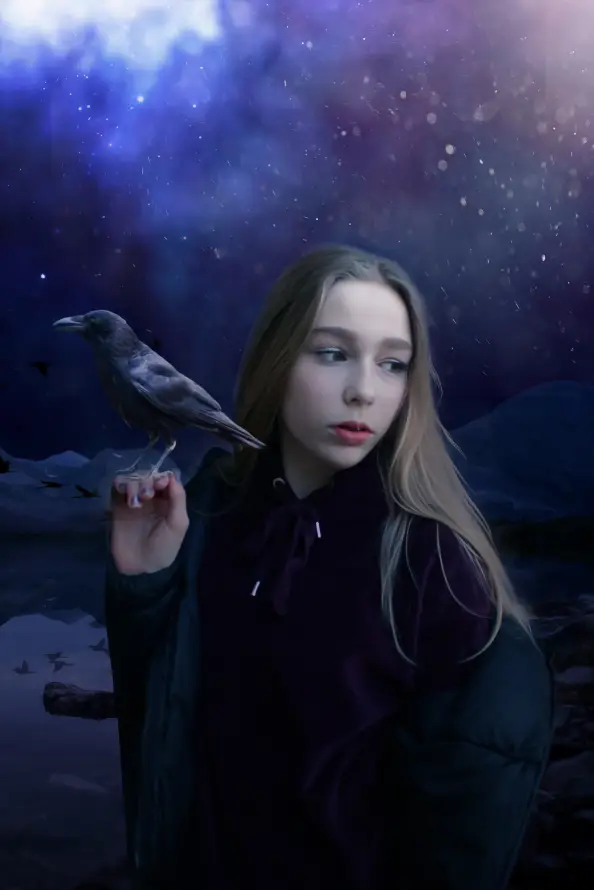 4k乌鸦壁纸 - 冷艳 - 少女 - 星光「哲风壁纸」