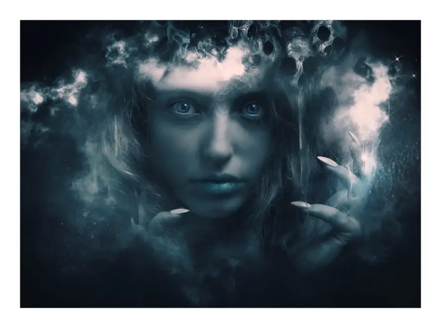 4k冷调壁纸 - 暗 - 卷发 - 女巫「哲风壁纸」
