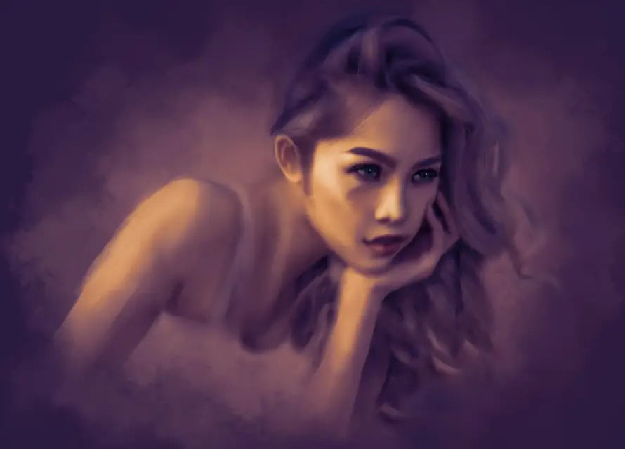 4k人像壁纸-深紫色和光影-手绘美女壁纸分享「哲风壁纸」